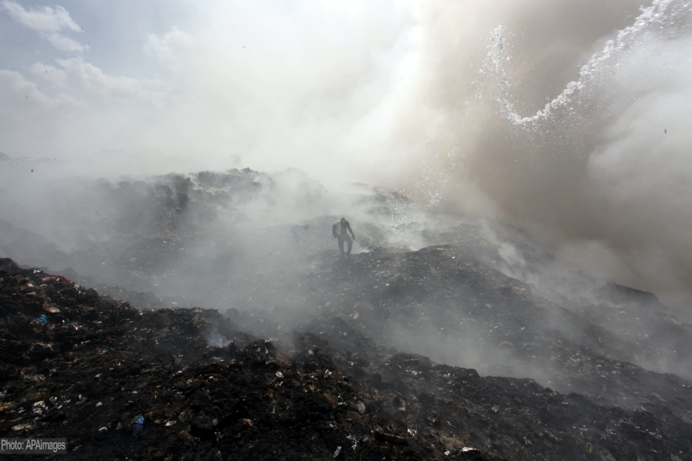 Fire at the main waste in Johr Al-Deek